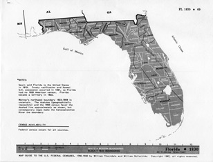 Map Guide To The U.S. Federal Censuses, Florida 1830-1920 Map Packet