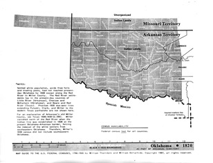 Map Guide To The U.S. Federal Censuses, Oklahoma 1820-1920 Map Packet