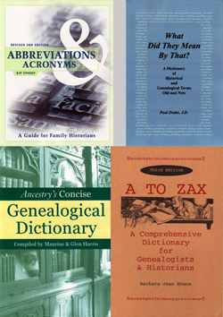 Genealogy Dictionary Discount Special — 4 Book Genealogical Vocabulary Reference Set