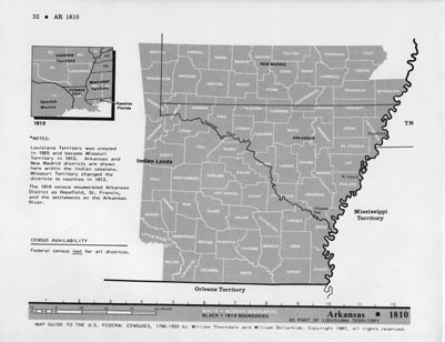 Map Guide to the U.S. Federal Censuses, Arkansas 1810-1920 Map Packet