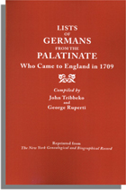 List of Germans from the Palatinate Who Came to England in 1709