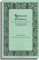 Rhineland Emigrants, Lists Of German Settlers In Colonial America