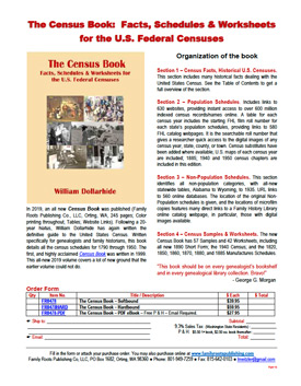 Product Description Flyer: The Census Book - with page 2 as a comparison of the 2019 and 1999 editions