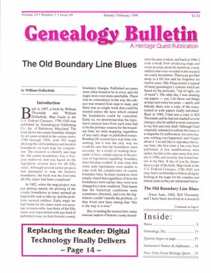 The Old Boundary Line Blues - Genealogy Bulletin 49 - Jan-Feb 1999