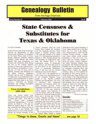 State Censuses & Substitutes for Texas & Oklahoma – Genealogy Bulletin 67 - February 2005